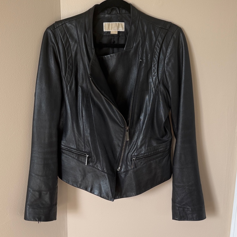 Michael Kors Black Leather Jacket, Medium - Picture 3 of 13
